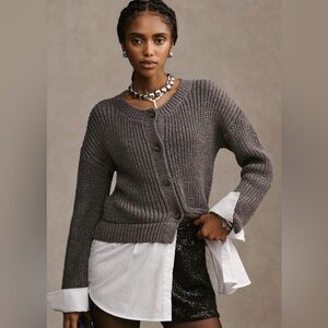 By Anthropologie Women’s Cropped Twofer Cardigan Sweater Size XL